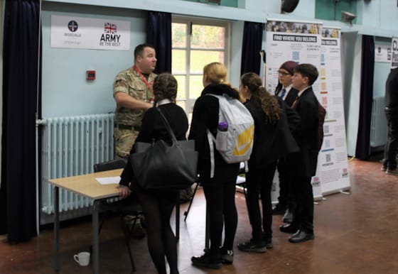 Pupils learning about STEM careers in the Army.