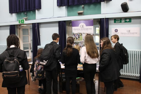 Pupils learning about their post-16 STEM options at Queen Elizabeth Sixth Form College.