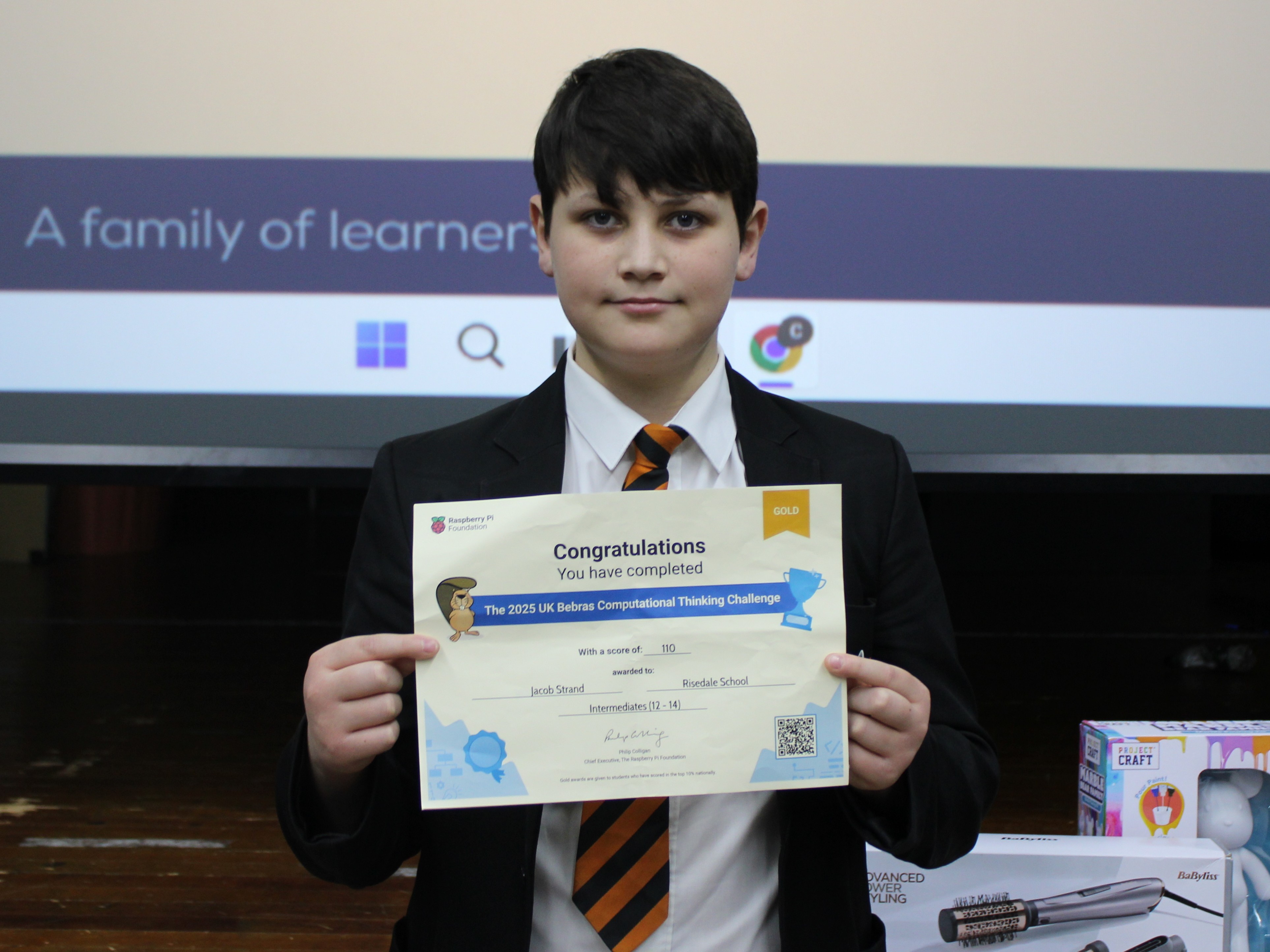 Jacob Stranbd receives a 2025 UK Bebras Computational Thinking Challenge Gold Award