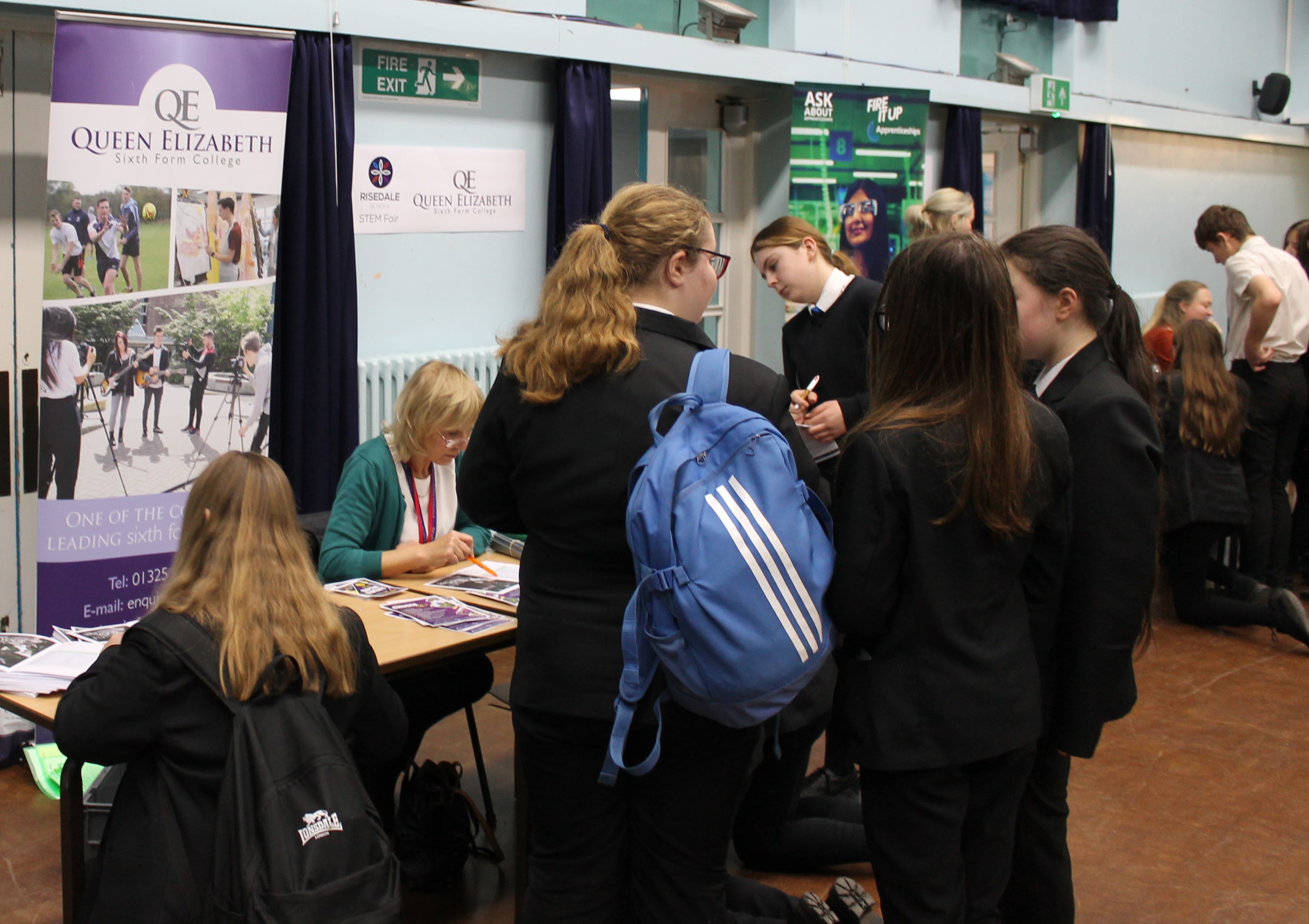 Pupils learning about their post-16 STEM options at Queen Elizabeth Sixth Form College.