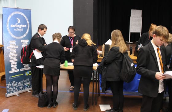 Pupils learning about STEM options at Darlington College.