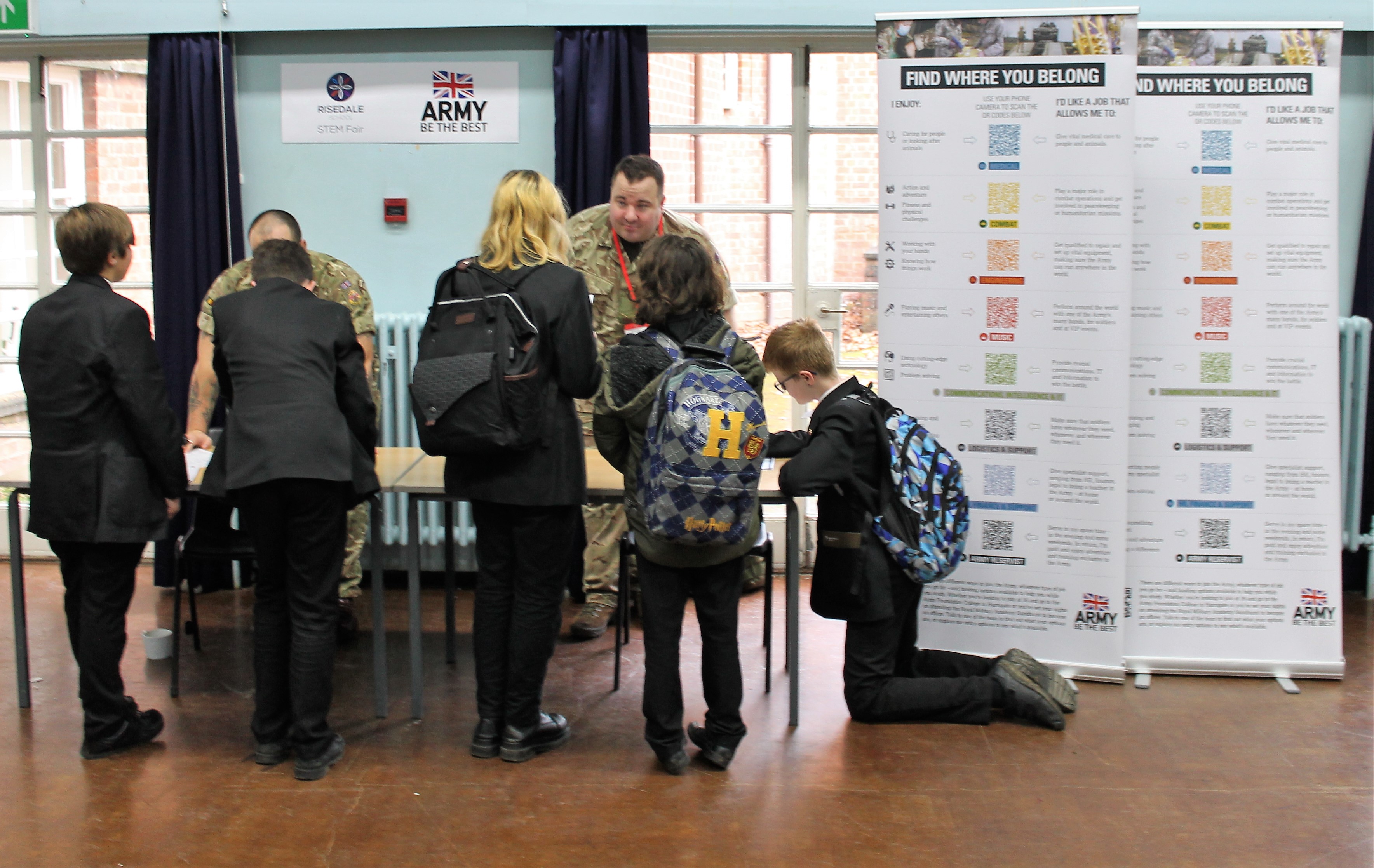 Year 8 pupils learning about STEM options within the British Army.