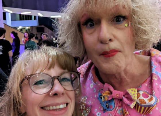 Ms Westwood and Grayson Perry, as alter-ego Claire, together at the exhibition private view.