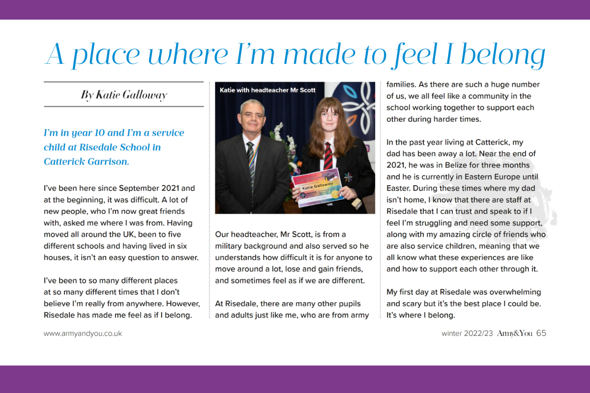 Katie's article featured in Army & You magazine