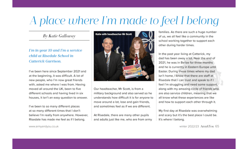 Katie's article featured in Army & You magazine